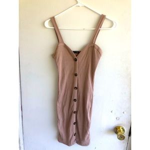 Tan body con mini dress